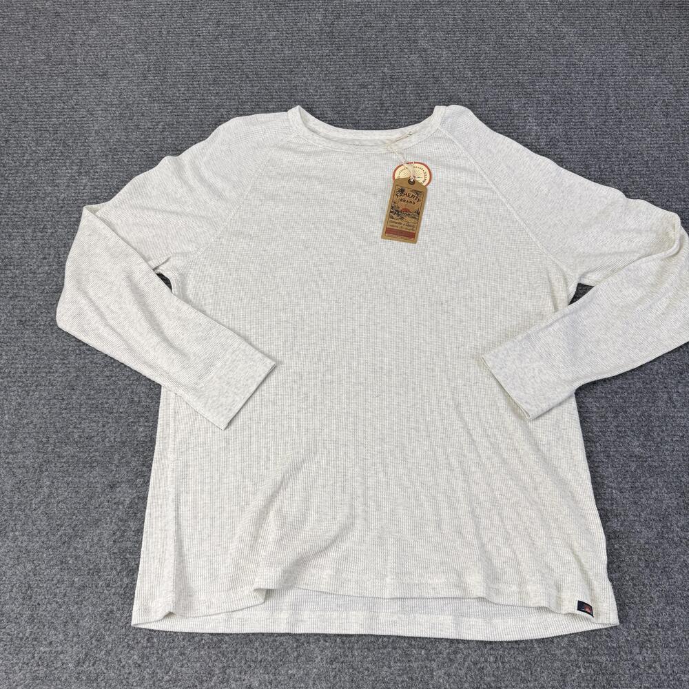 Faherty Shirt Mens 2XL White Cloud Cotton Thermal Waffle Knit Long Sleeve Tee